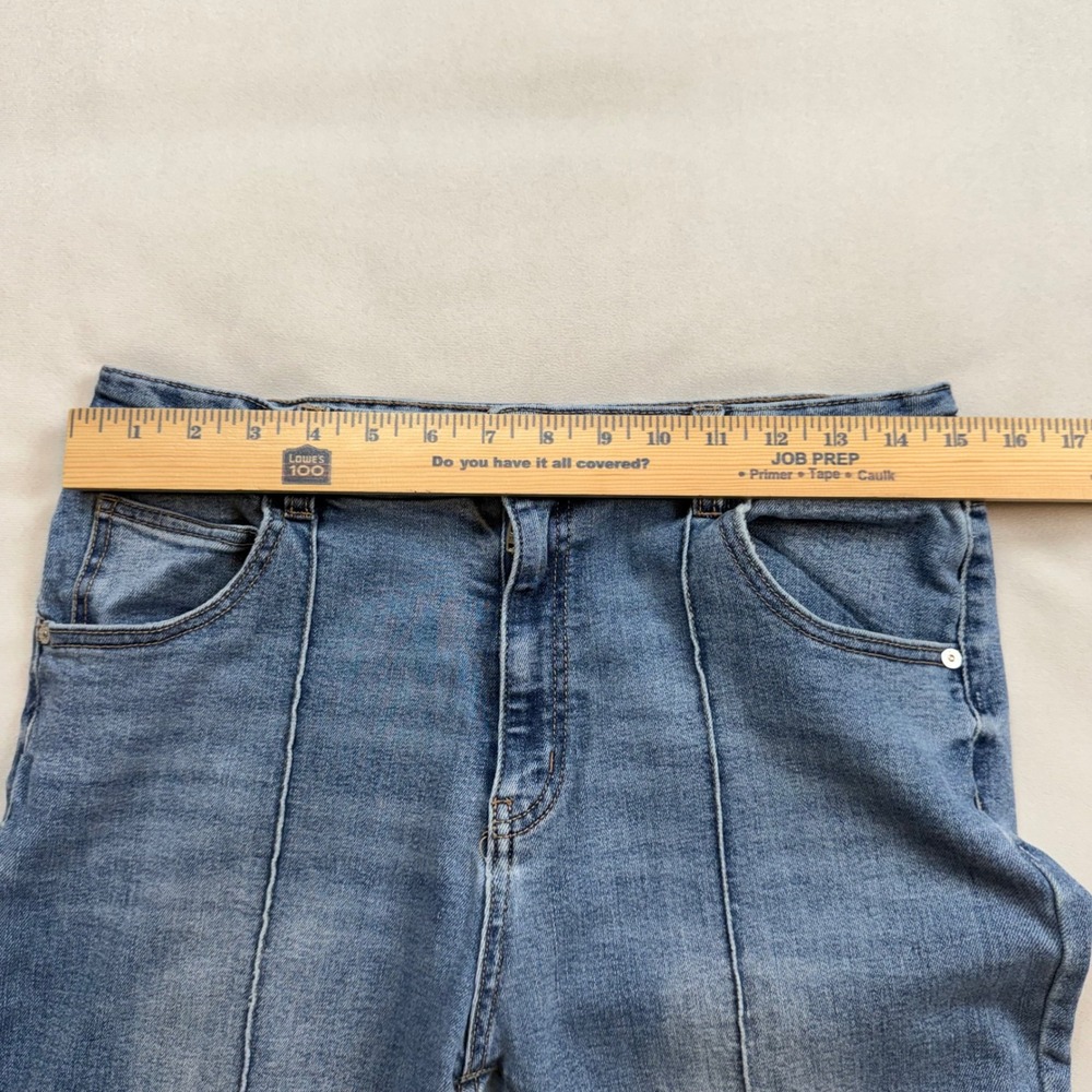 OAT New York Women Blue HIgh Rise Wide Leg Front Seam Jeans Size 12/31 PO156-C4 - Picture 4 of 9
